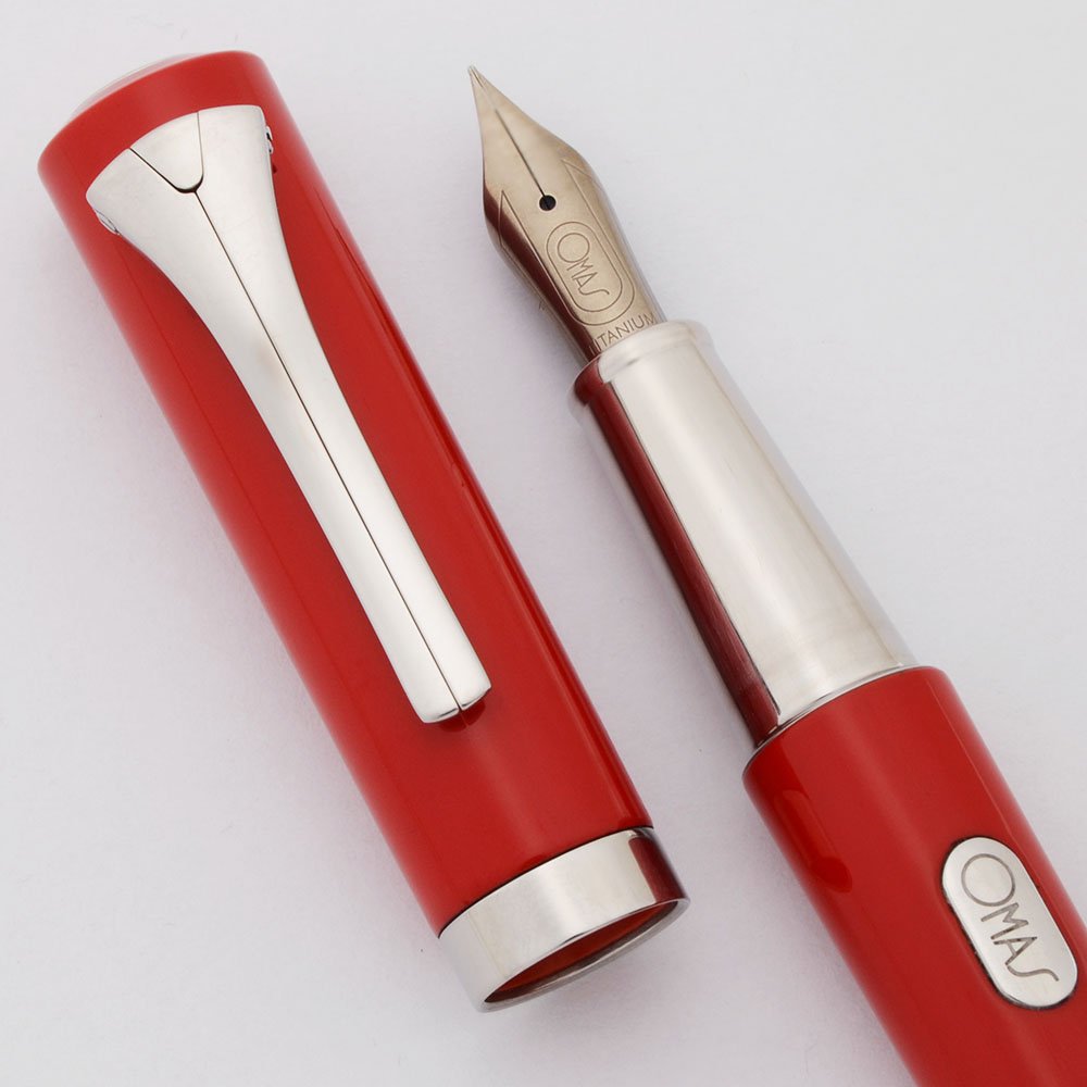 Omas Emotica Fountain Pen (2010s) - Red with Titanium Trim, C/C